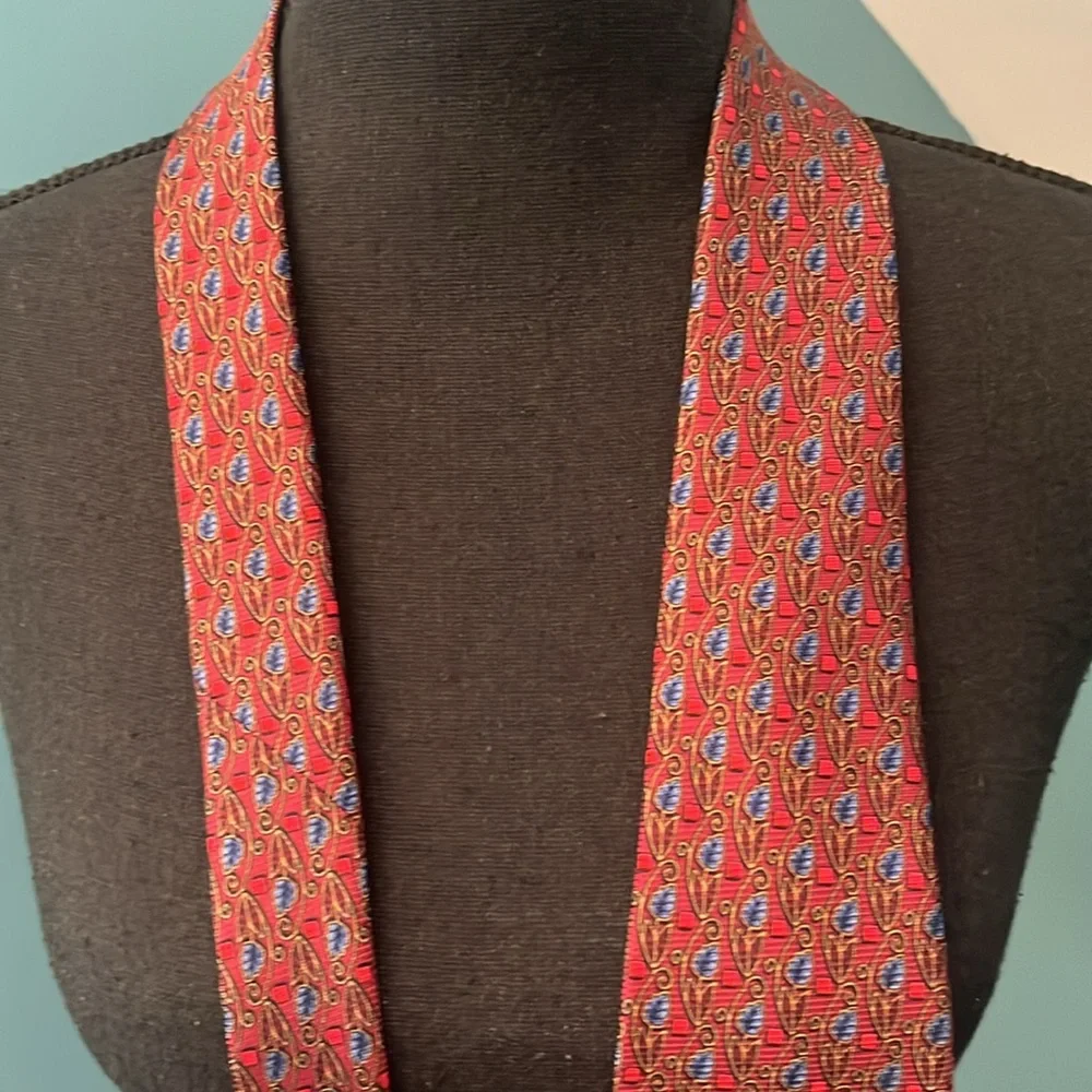 Robert Talbott Studio Red and Blue Floral Vine Silk Tie